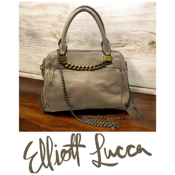 Elliott Lucca Tan Pebbled Leather Top Handle Satchel Purse Bag Chain Strap READ - Picture 1 of 13